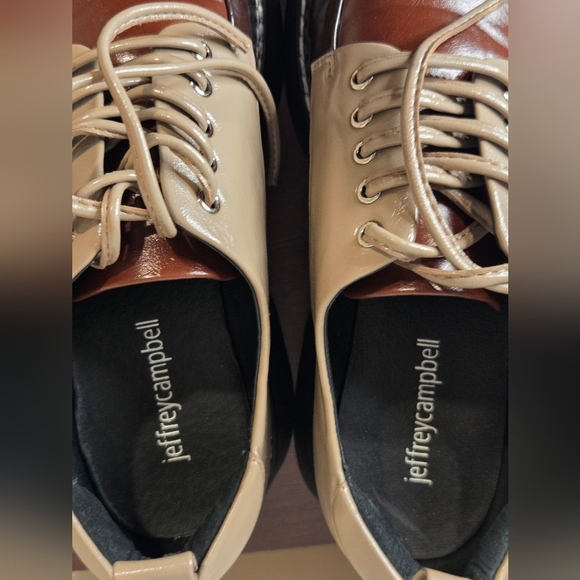 Jeffrey Campbell Tan and Brown Burgundy  Platform Shoes, Size 7.5 - Picture 6 of 14